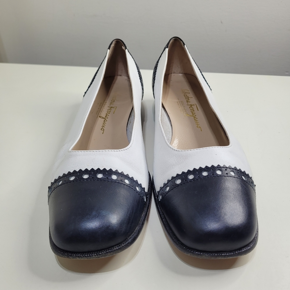 Salvatore Ferragamo Boutique Leather Colorblock Pattern Shoes Size Women's 9 - Picture 3 of 16